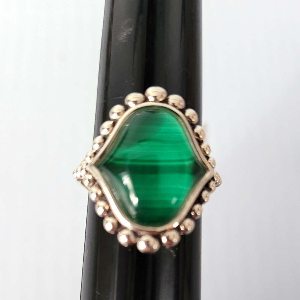 LAGOS Sterling Silver Maya Malachite Doublet Ring 8